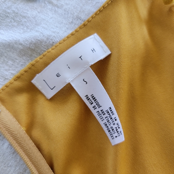 Leith Mustard Yellow Keyhole Tie front Dress Small - Picture 10 of 12